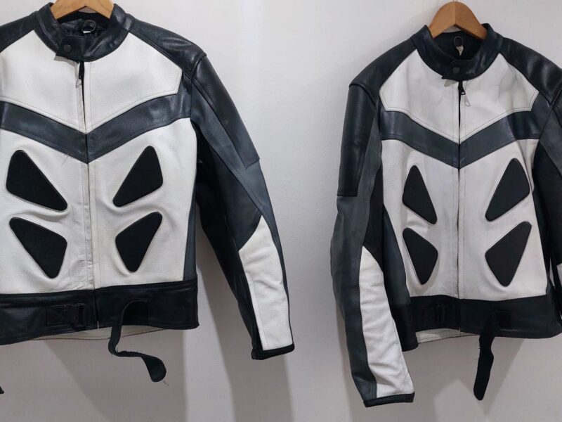 Pareja de chaquetas de Cuero talla L y XXS color negro/gris/blanca